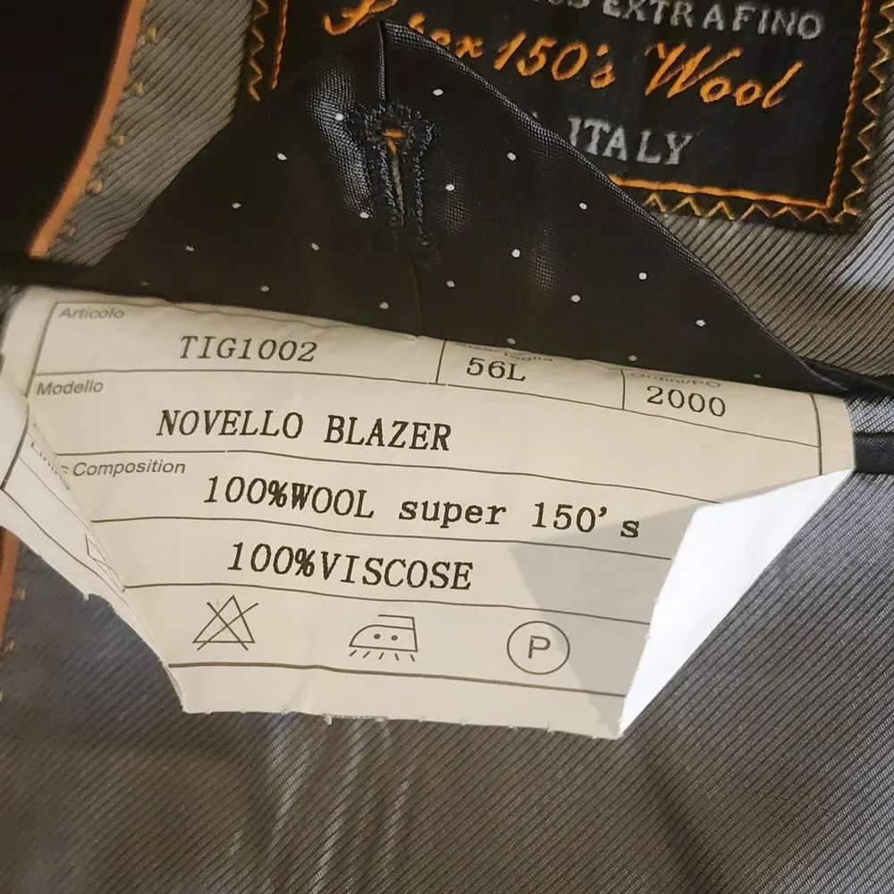 Tiglio Luxe Super 150s Wool Blazer Mens US 48L EU 56L Navy Blue Sport Coat Event